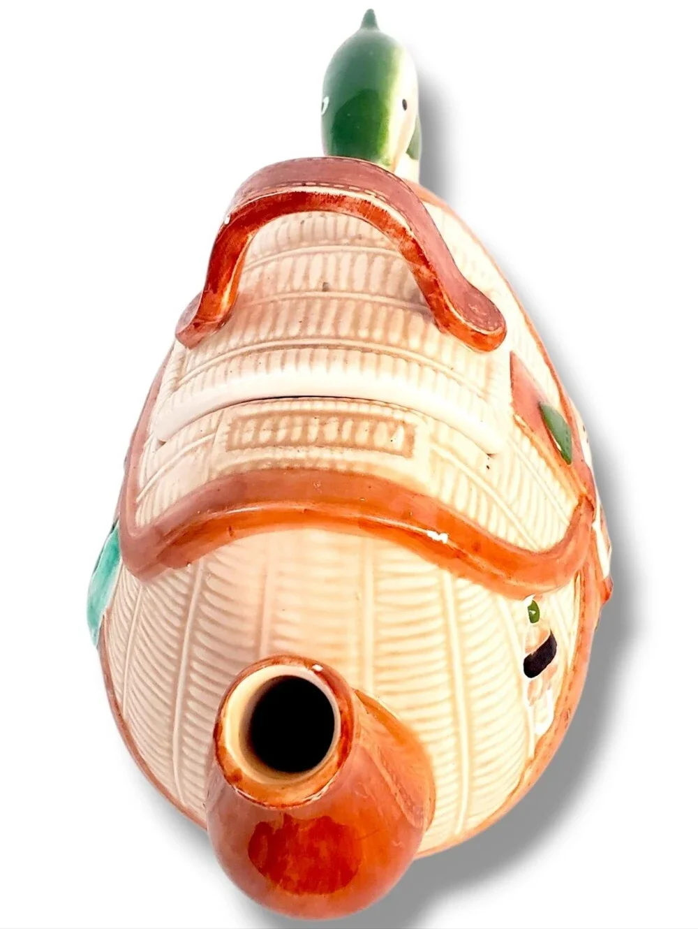 Midwest 3D Fishing Basket Teapot Fish Handle Taiwan Ceramic Whimsical Vintage